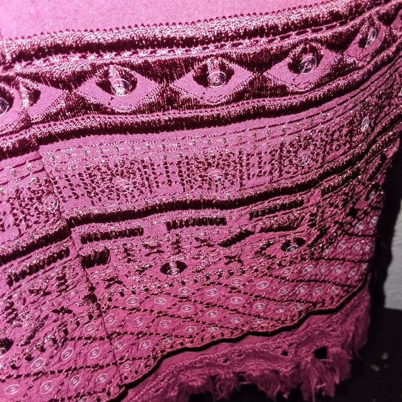 Chelsea & Violet Sleeveless Burgundy Fringe Dress - Picture 7 of 8